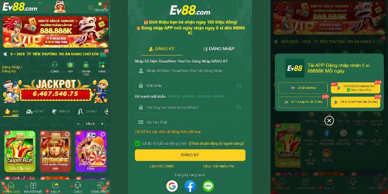 Đăng ký tài khoản xóc đĩa online uy tín EV88