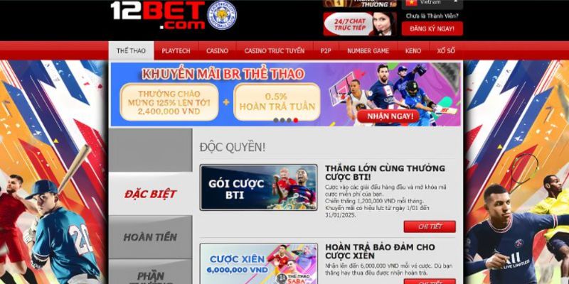 khuyến mãi hấp dẫn tại cá độ bóng đá uy tín 12BET