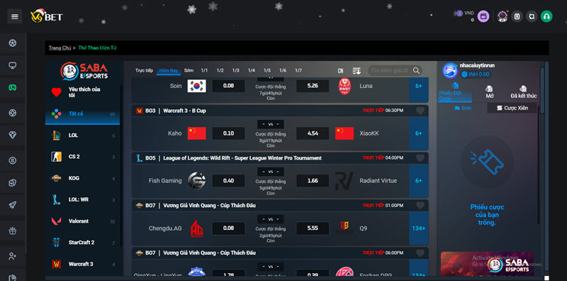 sảnh game Esport V9Bet
